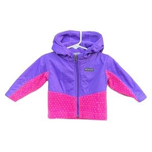Columbia Steens Mountain Overlay Hooded Zip Jacket Pink Purple Polka Dot 6-12 Mo